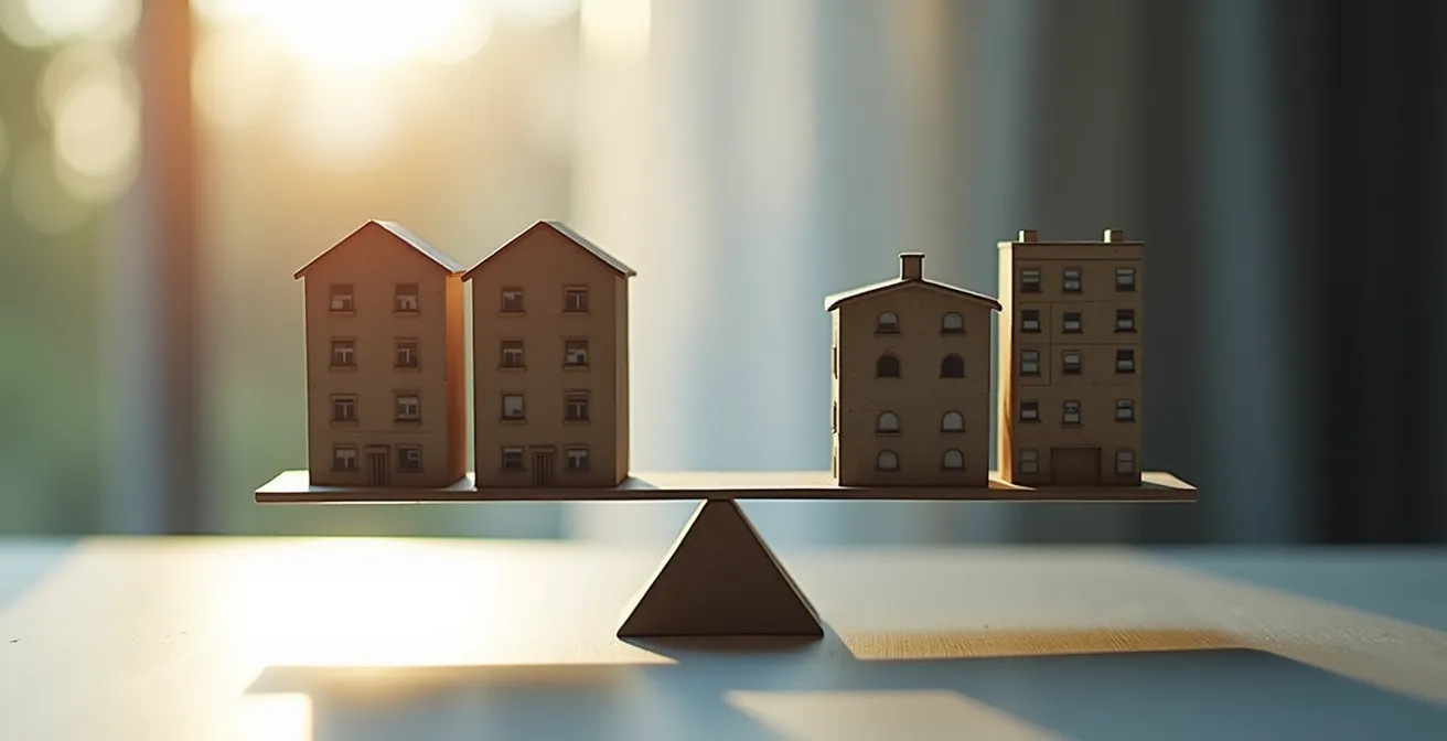 Graphique symbolique comparant les rendements immobiliers résidentiel et logistique