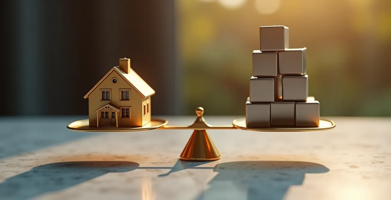 Visualisation comparative des taux d'assurance selon l'âge et le profil de l'emprunteur, symbolisée par une balance en équilibre.