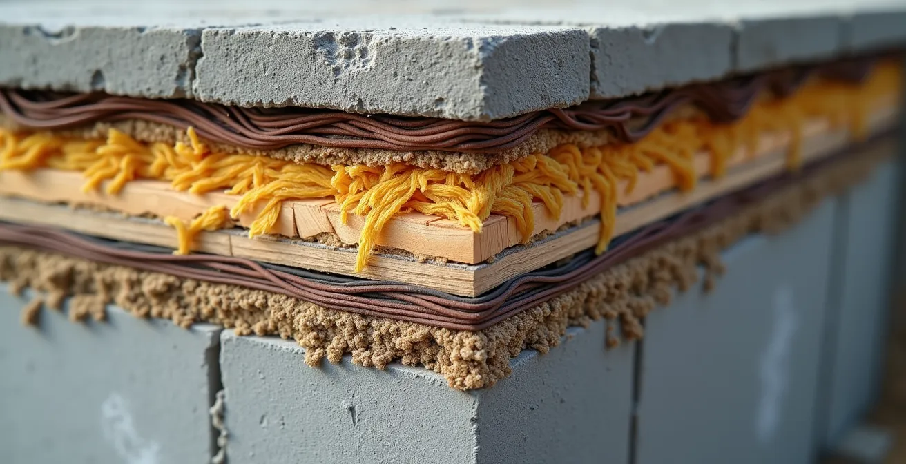 Visualisation en couches des différents composants amortissables d'un appartement en résidence senior