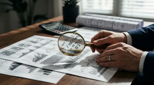 Analyse minutieuse de documents de prêt immobilier révélant des coûts cachés dans le TAEG