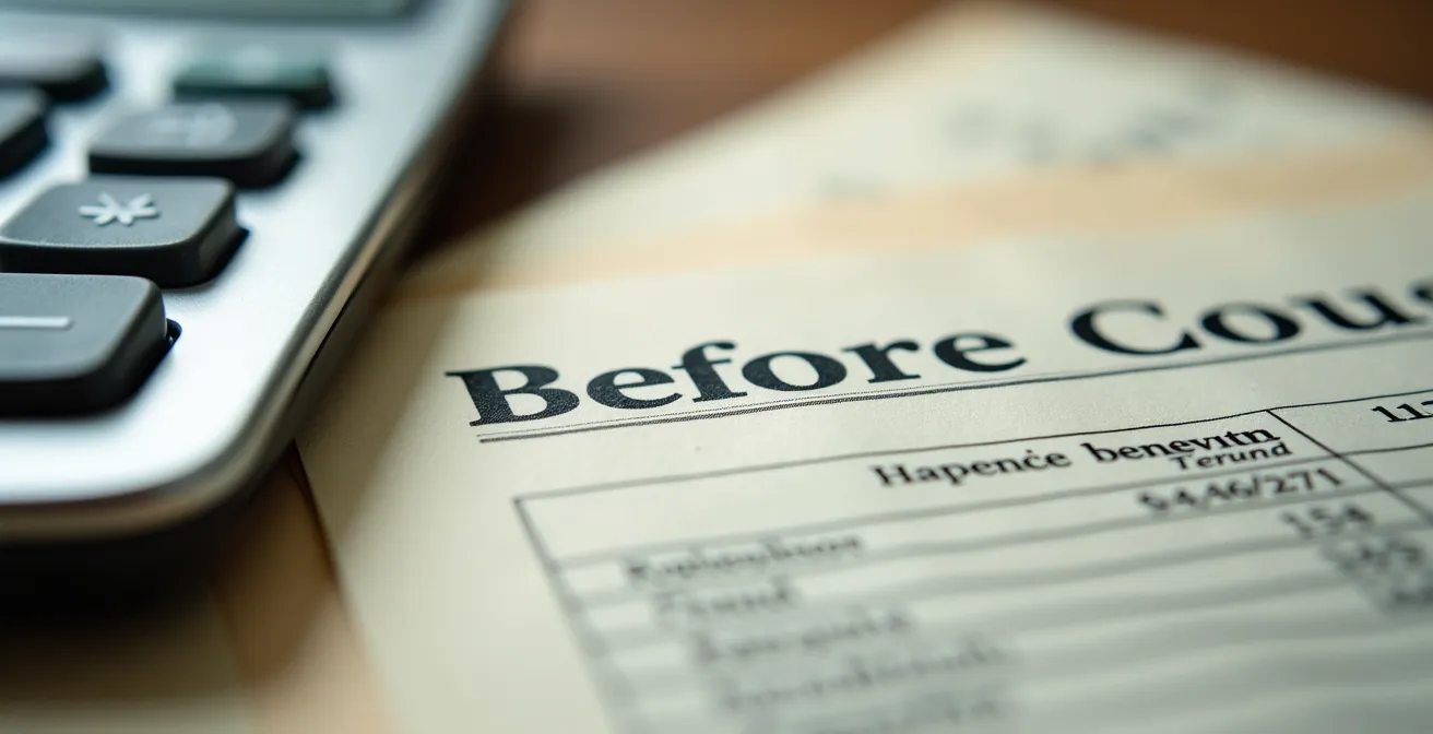 Bureau avec documents comptables et calculatrice pour régime réel LMNP