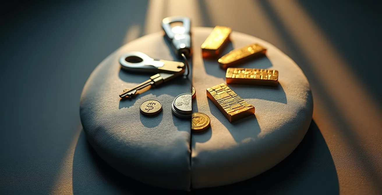 Matelas de sécurité financière après achat immobilier représenté symboliquement